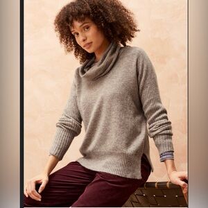 BRORA Scottish 100% Cashmere Gauzy Polo Turtleneck Top Size Small/Medium